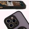 Etui z uchwytem na palec Bizon Case Hybrid Ring do iPhone 16 Pro, przydymione z czarną ramką