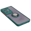 Etui z uchwytem na palec Bizon Case Hybrid Ring do Oppo A79 5G, przydymione z ciemnozieloną ramką