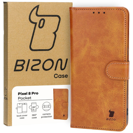 Etui z klapką Bizon Case Pocket do Google Pixel 8 Pro, brązowe