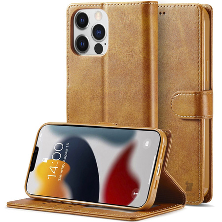 Etui Bizon Case Wallet do iPhone 13 Pro Max, jasnobrązowe