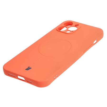 Etui silikonowe z pierścieniem magnetycznym Bizon Case Silicone Magnetic do iPhone 13 Pro Max, marchewkowe