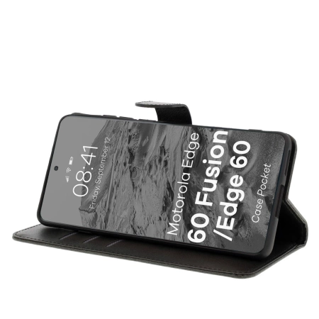 Etui z klapką Bizon Case Pocket do Motorola Edge 60 Fusion / 60, czarne