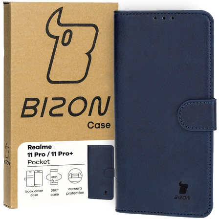 Etui z klapką Bizon Case Pocket do Realme 11 Pro / 11 Pro+, granatowe
