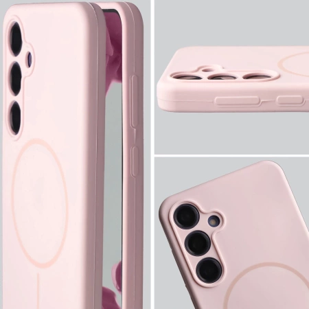 Silikonowe etui z pierścieniem magnetycznym Bizon Soft Case Magnetic do Galaxy S24 Plus, jasnoróżowe