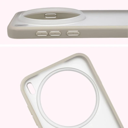 Etui Bizon Case Angelo do Vivo X300 Pro, półprzezroczyste z beżową ramką