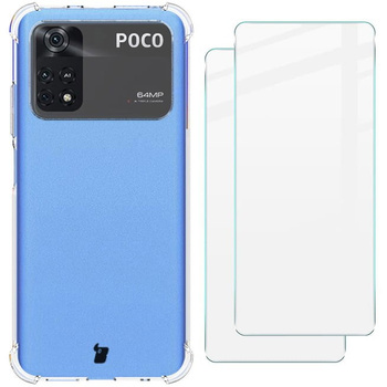 Etui + 2x szkło Bizon Case Clear Pack do Xiaomi Poco M4 Pro 4G, przezroczyste