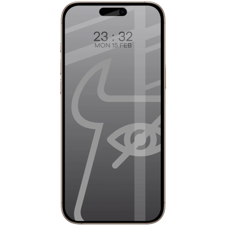 Prywatyzujące szkło hartowane Bizon Glass Edge Shadow Duo do iPhone 16 Pro Max, przyciemniane z czarną ramką, 2 sztuki