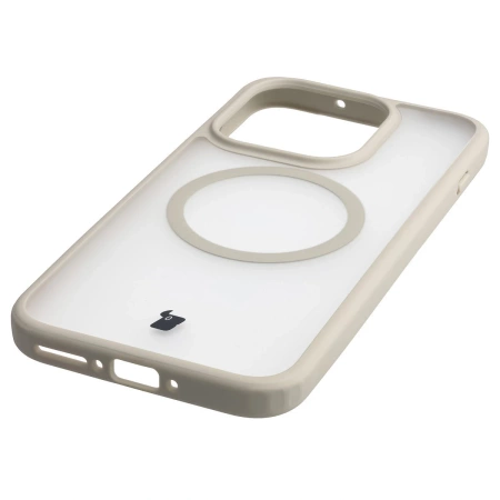 Etui z pierścieniem magnetycznym Bizon Case MatteO do OnePlus 15, przydymione-beżowe