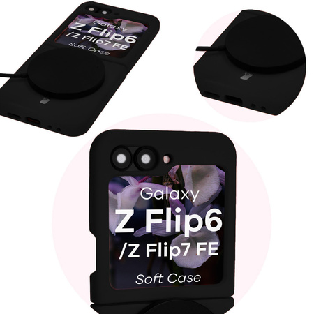 Silikonowe etui Bizon Soft Case do Galaxy Z Flip7 FE / Z Flip6, czarne