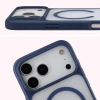 Etui z pierścieniem magnetycznym Bizon Case MatteO do iPhone 17 Pro Max, przydymione-granatowe
