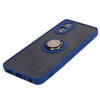 Etui z uchwytem na palec Bizon Case Hybrid Ring do Oppo A38 4G, przydymione z granatową ramką