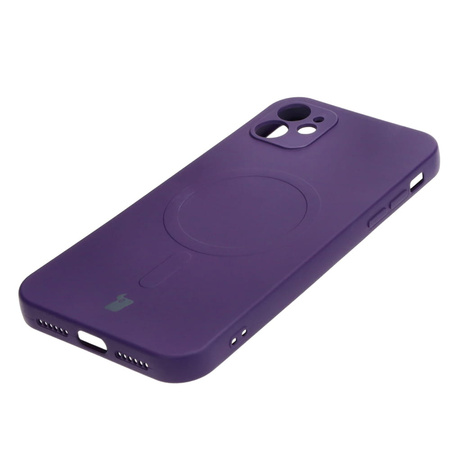 Etui silikonowe z pierścieniem magnetycznym Bizon Case Silicone Magnetic do iPhone 11, śliwkowe