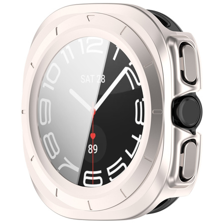 Etui ze szkłem do zegarka Bizon Case+Glass Watch do Galaxy Watch Ultra 2 / 1, satynowo szampańskie