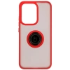 Etui z uchwytem na palec Bizon Case Hybrid Ring do Oppo Reno13, przydymione z czerwoną ramką