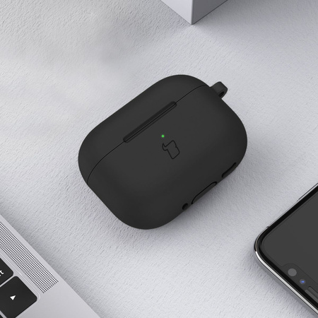 Silikonowe etui z karabińczykiem Bizon Case Headphone Silicone do AirPods 4, czarne