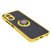 Etui z uchwytem na palec Bizon Case Hybrid Ring do Oppo A38 4G, przydymione z żółtą ramką