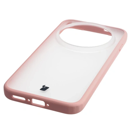 Etui Bizon Case Angelo do Vivo X300 Pro, półprzezroczyste z jasnoróżową ramką