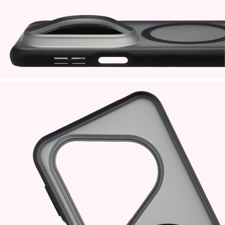 Etui z pierścieniem magnetycznym Bizon Case MatteO do Huawei Pura 80 Ultra, przydymione-czarne