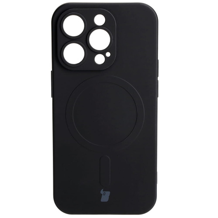 Etui silikonowe z pierścieniem magnetycznym Bizon Case Silicone Magnetic do iPhone 14 Pro, czarne
