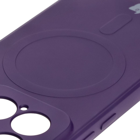 Silikonowe etui z pierścieniem magnetycznym Bizon Case Silicone Magnetic Sq do Xiaomi 15, śliwkowe