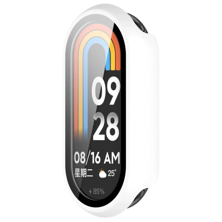 Etui ze szkłem do zegarka Bizon Case+Glass Watch do Xiaomi Smart Band 10, białe