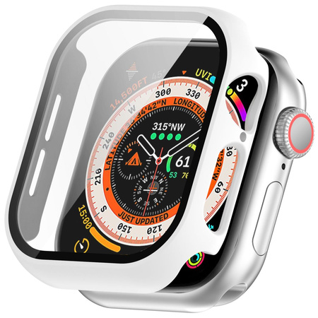 Etui ze szkłem do zegarka Bizon Case+Glass Watch do Apple Watch 11 / 10 42mm, białe