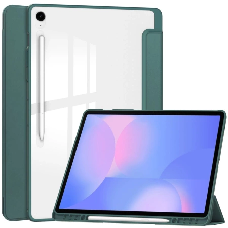 Etui z klapką Bizon Case Tab Clear Matt do Galaxy Tab S10 FE Plus, ciemnozielone