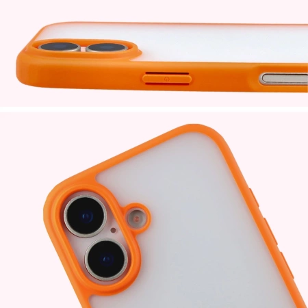 Etui Bizon Case Angelo do iPhone 17, półprzezroczyste z pomarańczową ramką