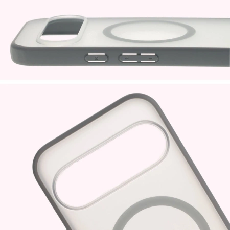 Etui z pierścieniem magnetycznym Bizon Case MatteO do Pixel 10 / 10 Pro, przydymione-szare