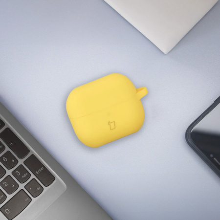 Silikonowe etui z karabińczykiem Bizon Case Headphone Silicone do Galaxy Buds 3/3 Pro/3 FE, żółte