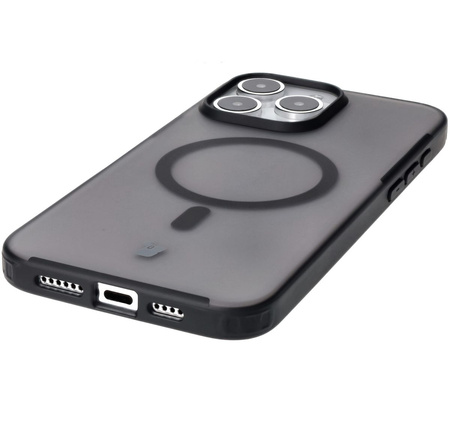 Etui z pierścieniem magnetycznym Bizon Case MatteO do iPhone 15, półprzezroczyste z czarną ramką