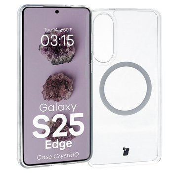Etui z pierścieniem magnetycznym Bizon Case CrystalO do Galaxy S25 Edge, przezroczyste
