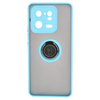 Etui z uchwytem na palec Bizon Case Hybrid Ring do Xiaomi 13 Pro, przydymione z jasnoniebieską ramką