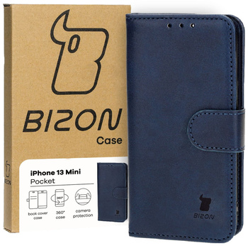 Etui z klapką Bizon Case Pocket do iPhone 13 Mini, granatowe