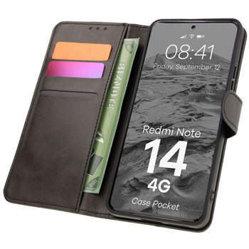 Etui z klapką Bizon Case Pocket do Xiaomi Redmi Note 14 4G, czarne