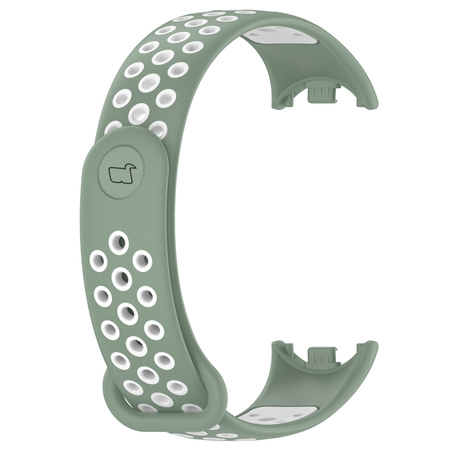 Pasek Bizon Strap Watch Octo do Xiaomi Mi Smart Band 8, zielono-biały