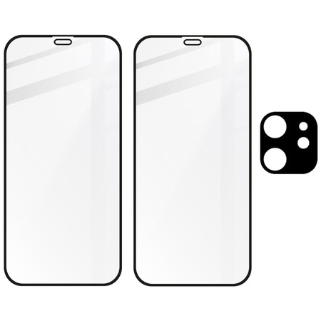 2x Szkło + szybka na aparat Bizon Edge Pack do iPhone 12 Mini