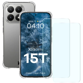 Elastyczne etui + 2x szkło hartowane Bizon Case Clear Pack do Xiaomi 15T