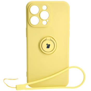 Etui Bizon Case Silicone Ring Sq do iPhone 15 Pro Max, żółte