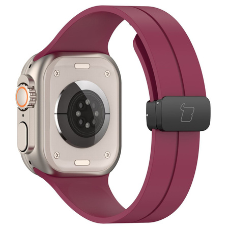 Silikonowy pasek Bizon Strap Watch Silicone L do Apple Watch 44/45/46/49 mm, burgundowy