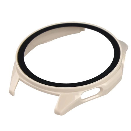 Etui ze szkłem do zegarka Bizon Case+Glass Watch do Huawei Watch GT6 46 mm, beżowe
