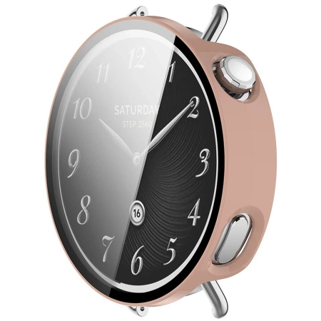Etui ze szkłem do zegarka Bizon Case+Glass Watch do Xiaomi Watch S4 41 mm, różowe