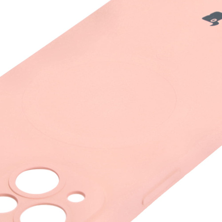 Etui silikonowe z pierścieniem magnetycznym Bizon Case Silicone Magnetic do iPhone 14, jasnoróżowe