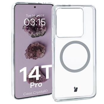 Etui z pierścieniem magnetycznym Bizon Case CrystalO do Xiaomi 14T Pro, przezroczyste