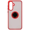 Etui z uchwytem na palec Bizon Case Hybrid Ring do Galaxy A36 5G, przydymione z czerwoną ramką