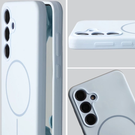Silikonowe etui z pierścieniem magnetycznym Bizon Soft Case Magnetic do Galaxy S24 Plus, błękitne