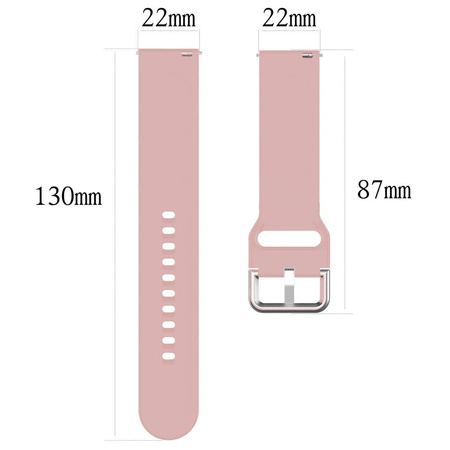Pasek silikonowy do smartwatcha, Bizon Strap Watch Silicone Pro N, Quick Release 22 mm, jasnoróżowy