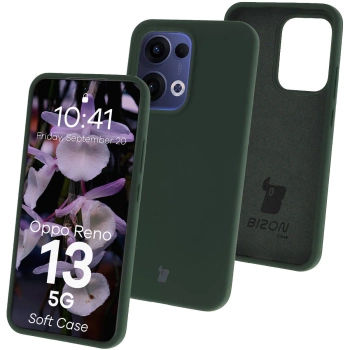 Silikonowe etui Bizon Soft Case do Oppo Reno13, ciemnozielone