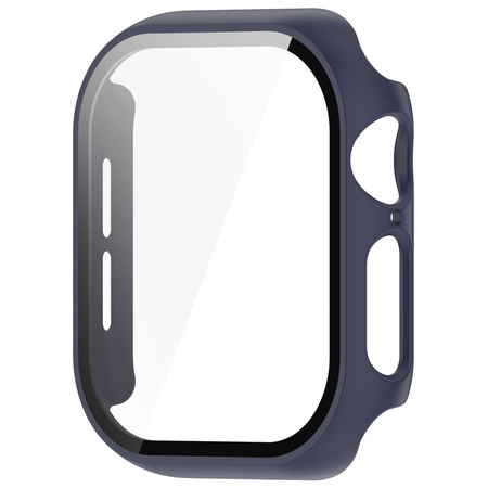 Etui ze szkłem do zegarka Bizon Case+Glass Watch do Apple Watch 11 / 10 42mm, ciemnoniebieskie