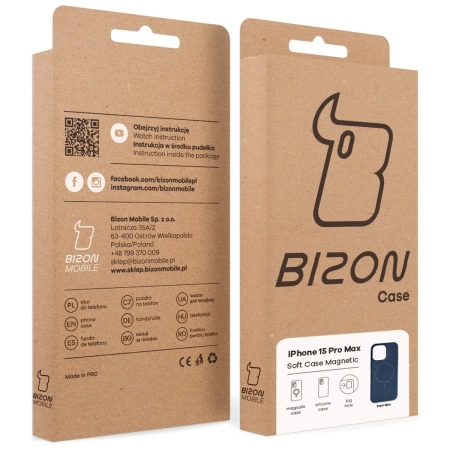 Silikonowe etui z pierścieniem magnetycznym Bizon Soft Case Magnetic do iPhone 15 Pro Max, granatowe